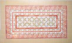 Caywood School Overglaze On Ceramic Tile Mural And Matching Cannisters:  Your Village Series 2 small