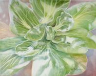 "Bok Choy" Overglaze On Porcelain Tile Painting 1 small