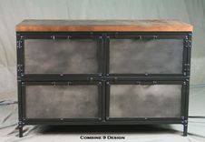 Modern Industrial File Cabinet - Reclaimed Wood - Distressed Steel - Filing. Printer Stand. 1 small