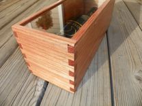 Wine Bottle Box With Sliding Glass Cover - Made From Reclaimed Mahogany And Bamboo 1 small