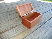 Custom Built Mahogany Box With Ebony Accents And Worm-Eaten And Tiger-Striped Myrtlewood Top 1 small