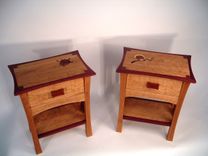 Zen Inspired "Cherries" Hand Inlaid Nightstands In Cherry And Purpleheat 4 small