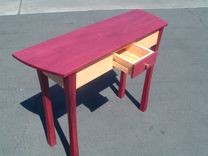 Purpleheart And Quilty Bird's Eye Maple Entry Hall Table. 2 small
