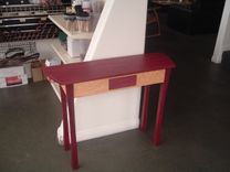 Purpleheart And Quilty Bird's Eye Maple Entry Hall Table. 6 small