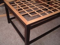 Manny's Coffee Table 5101, Lattice Work And Glass Top 2 small