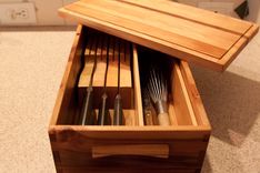 Apple Wood Knife Box 2 small