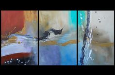 Large Modern Paintings - Triptych Multi Panel 2 small