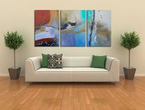 Large Modern Paintings - Triptych Multi Panel 3 small