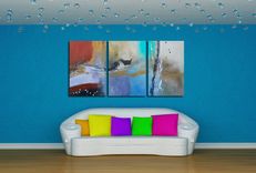 Large Modern Paintings - Triptych Multi Panel 4 small