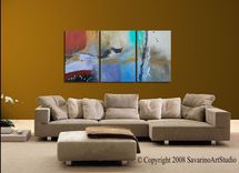 Large Modern Paintings - Triptych Multi Panel 7 small