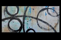 "Perfect Timing" - Large Original Art. Contemporary Abstract Painting With Circles 2 small