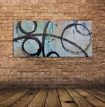 "Perfect Timing" - Large Original Art. Contemporary Abstract Painting With Circles 3 small
