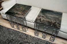 Custom Rustic Modern C-Tables, Cantilever Couch Tables Tv Laptop Stands 5 small