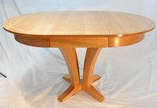 Round Cherry Extension Pedestal Table W/ Maple Inlay 5 small