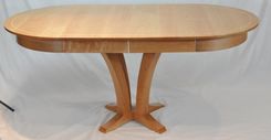 Round Cherry Extension Pedestal Table W/ Maple Inlay 4 small
