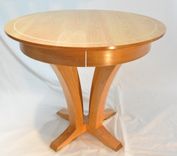 Round Cherry Extension Pedestal Table W/ Maple Inlay 3 small