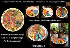 Lazy Susan, personalized, custom, Five year, wood anniversary, gift, wedding gift, couples gift,  Painted With Images Of Your Choice 6 small