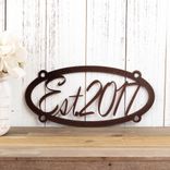 Custom Hanging Oval Metal Family Established Year Plaque 1 small