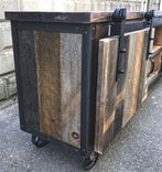 Rustic Industrial Barn Board Media Stand / Tv / Entertainment Stand W/ Sliding Doors 2 small