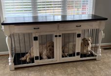 Furniture Grade Double Dog Crate - Solid Wood - Cherry 1 small