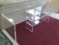 Acrylic Console Entertainment Center With Shelves - Thick Acrylic Look - Hand Crafted Made To Order 1 small
