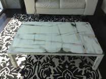 Sexy Steel Low Coffee Table In Titanium White, Cream, And Almond 2 small