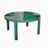 Custom Round Metal Coffee Table Art With Beautiful Turquoise And Jade Green Paint Color 1 small