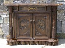 Rustic Walnut Carved Cabinet 1 small