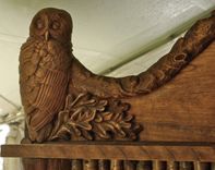 Adirondack Rustic Armoire Cabinet With Owl Carvings 2 small