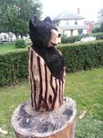 Chainsaw Carved Black Bear In A Log 1 small