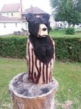 Chainsaw Carved Black Bear In A Log 2 small