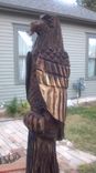 Black Walnut Perched Eagle Chainsaw Carving 1 small