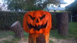 Chainsaw Carved Jack-O-Lantern 2 small