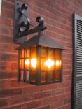 Forged Iron Stained Glass Row House Lantern 1 small