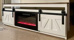 Farmhouse Style Tv Media Center With Electric Chimney 2 small