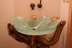 Slump Glass Powder Room/Bathroom Sink 3 small