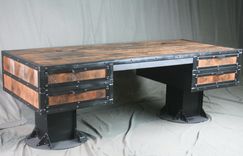 Vintage Industrial Wooden Desk With Drawers - Reclaimed Wood Desk - Urban Style Desk 1 small