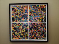 Wall Decor Glass Painting Peacock Colors 8 small