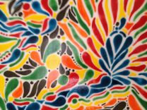 Wall Decor Glass Painting Peacock Colors 10 small
