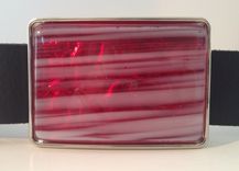 Red And White Stripes, Fused Glass Belt Buckle 1 small