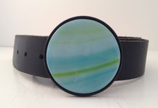 Seablue And Green Round Fused Glass Belt Buckle 1 small