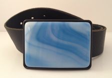 Sky Blue Fused Glass Belt Buckle 1 small