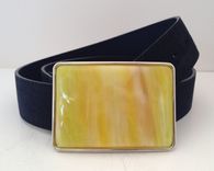 Bright Sunshine Yellow With A Little Orange, Fused Glass Belt Buckle 2 small