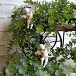 Hand Painted Chippy White Cherub Ornaments Set/2 Clip On Towel Curtain Decor 3 small