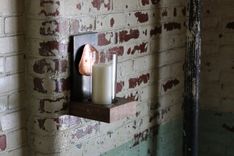 Industrial Design Steel, Copper And Reclaimed Walnut Wall Sconce 2 small