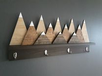 Rustic Coat Rack, Wood Coat Rack, Wall Coat Rack, Mountain Art, Wood Art, Functional Art, Storage 5 small