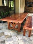 Solid Sapele Dining Table And Bench 3 small