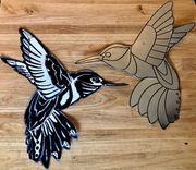 Hummingbird Spirit - Aluminum Metal Bird Tribal Wall Sculpture 5 small