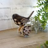 Vintage Checked Songbird Figurine Hand Painted Black And White Checks Decor 2 small
