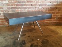 Mid Century Industrial End Table - Blackened Steel And Brass 1 small